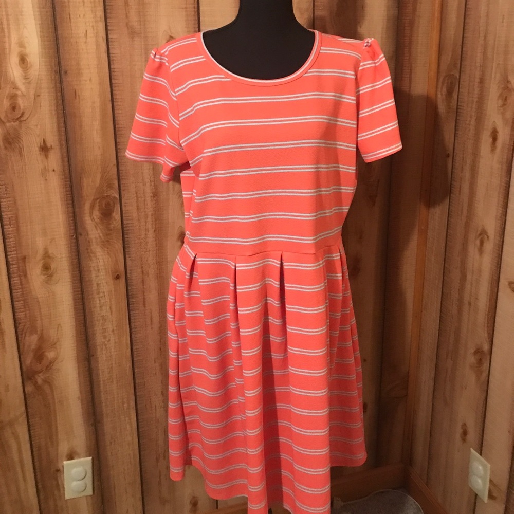 LulaRoe Coral Striped Amelia